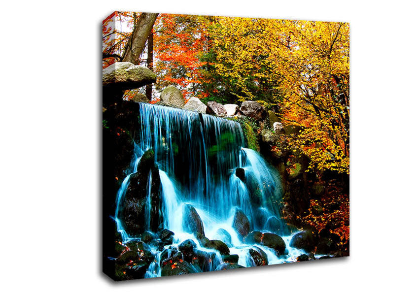 The Autumn Forest Waterfall Canvas Wall Art