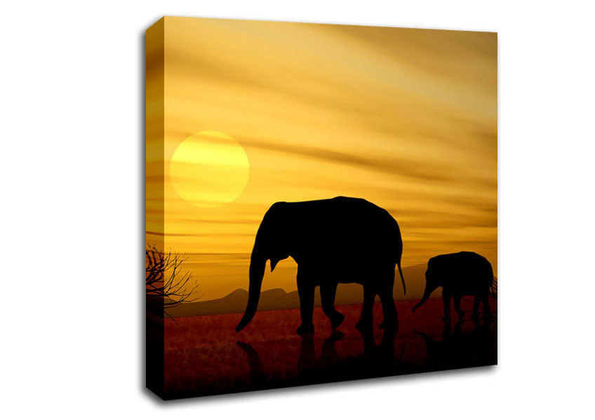 Elephant Safari Desert Canvas Wall Art