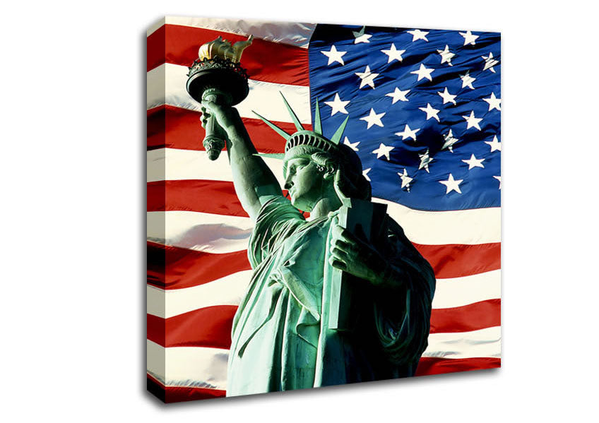 Stars And Stripes With Lady Liberty Canvas Wall Art