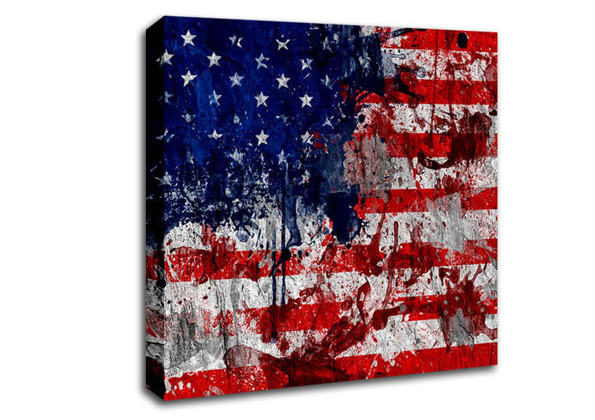 Usa American Flag Grunge Canvas Wall Art