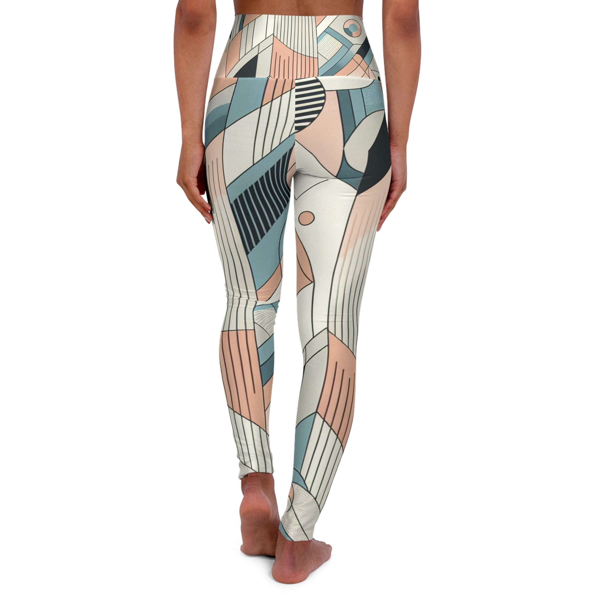 Generate Visual Leggings - Modern Chic Abstract Geometric Design in Calming Pastel
