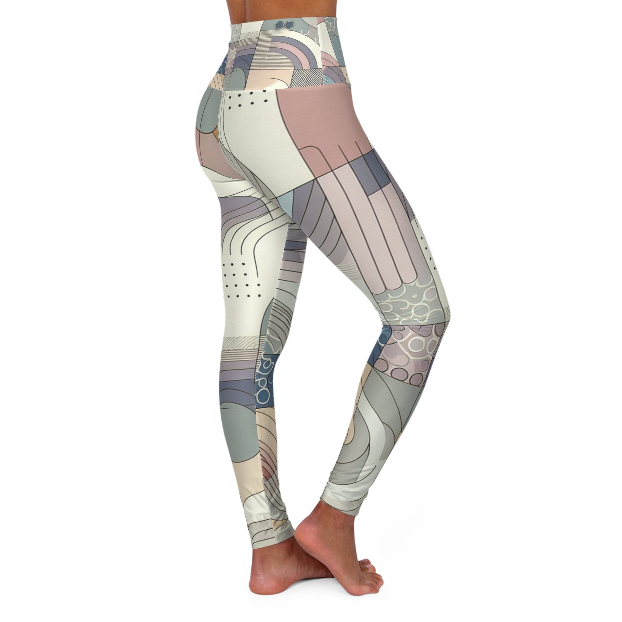 Abstract Pastel Leggings - Stylish Comfort with Bold Elements for Modern Fashion Enthusiasts