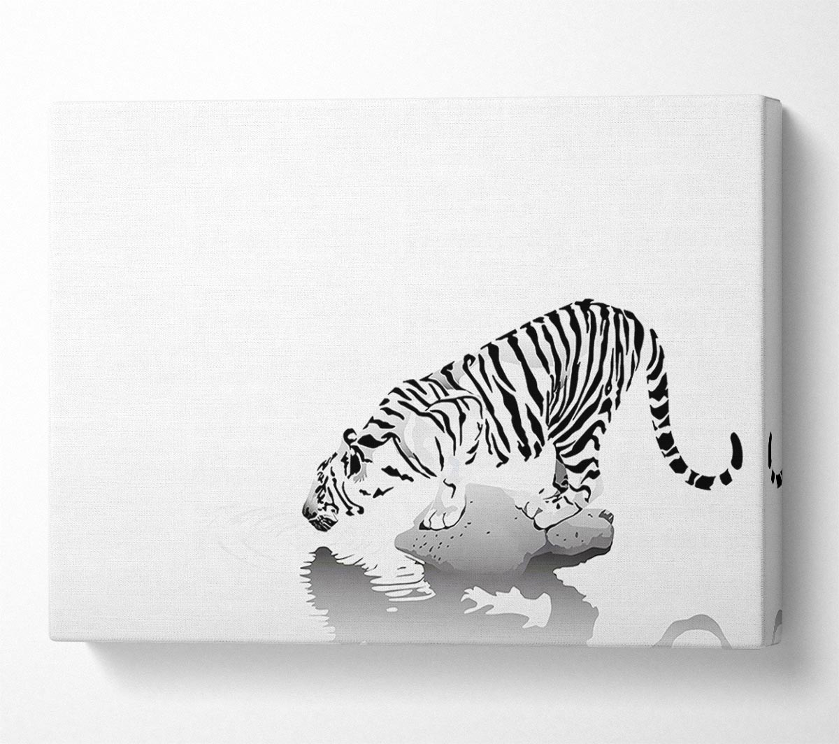Tiger Drinking Canvas Wall Art