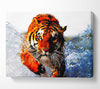Tiger Running In Water Canvas Wall Art