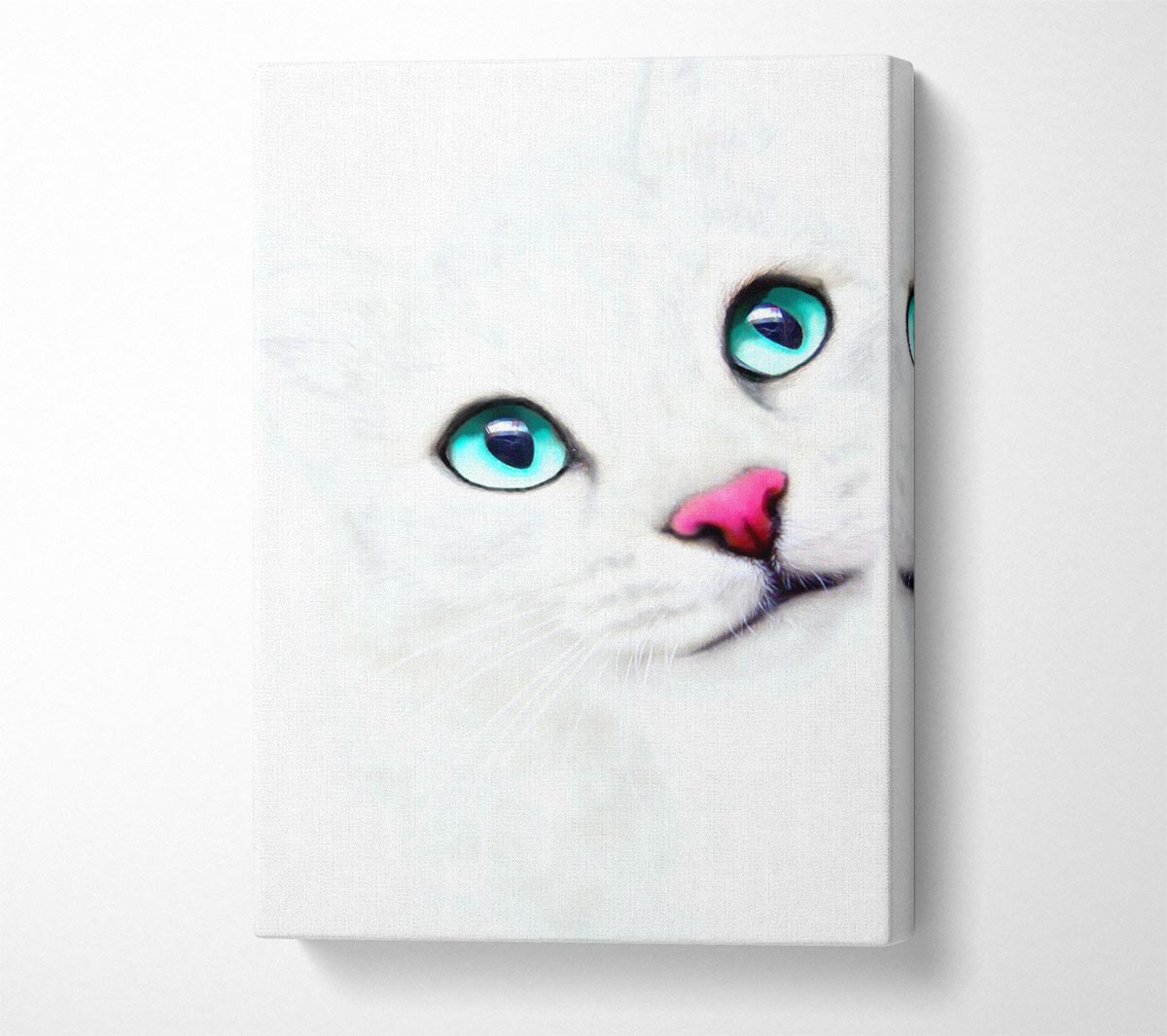 White Cat Blue Eyes Canvas Wall Art