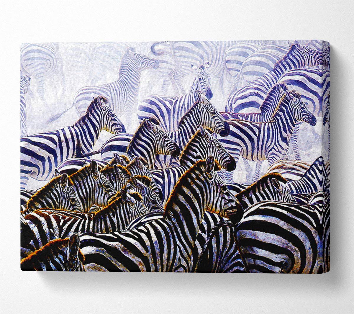 Zebra Stampede Canvas Wall Art