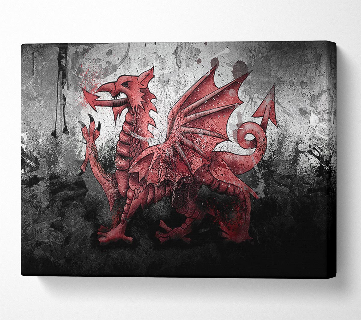 Welsh Dragon Grunge Canvas Wall Art