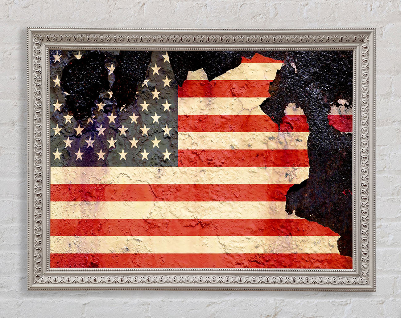 American Flag Cracked Framed Wall Art