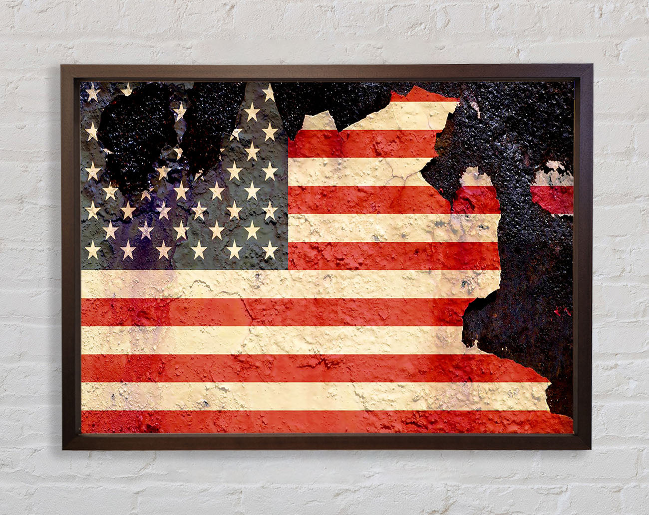 American Flag Cracked Framed Wall Art