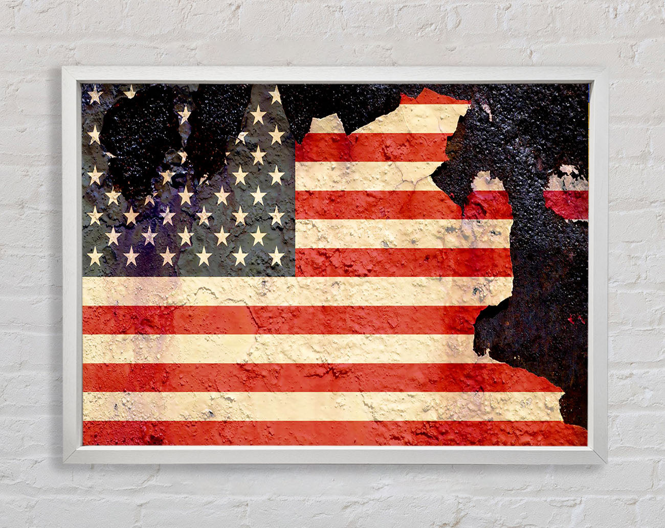 American Flag Cracked Framed Wall Art