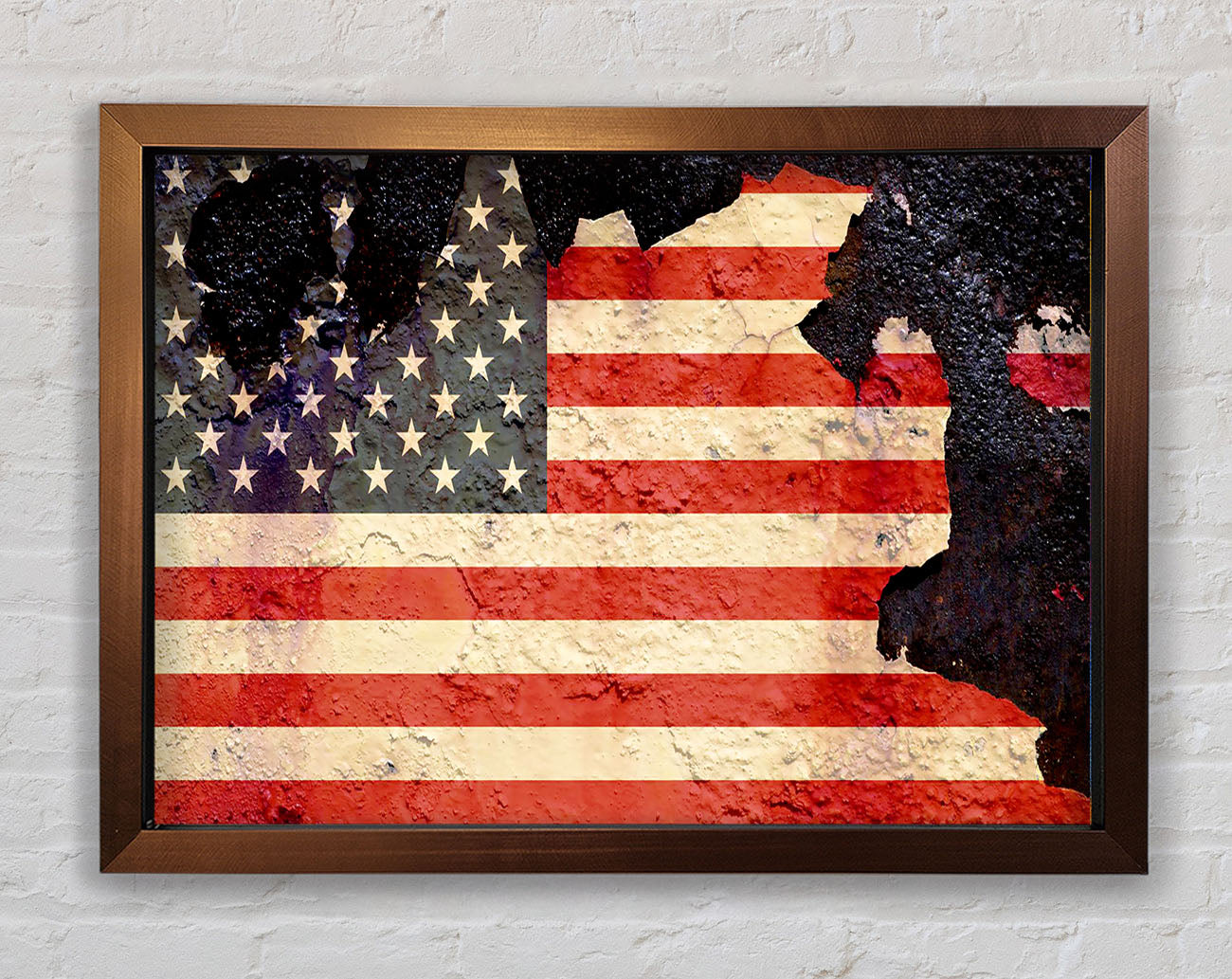 American Flag Cracked Framed Wall Art