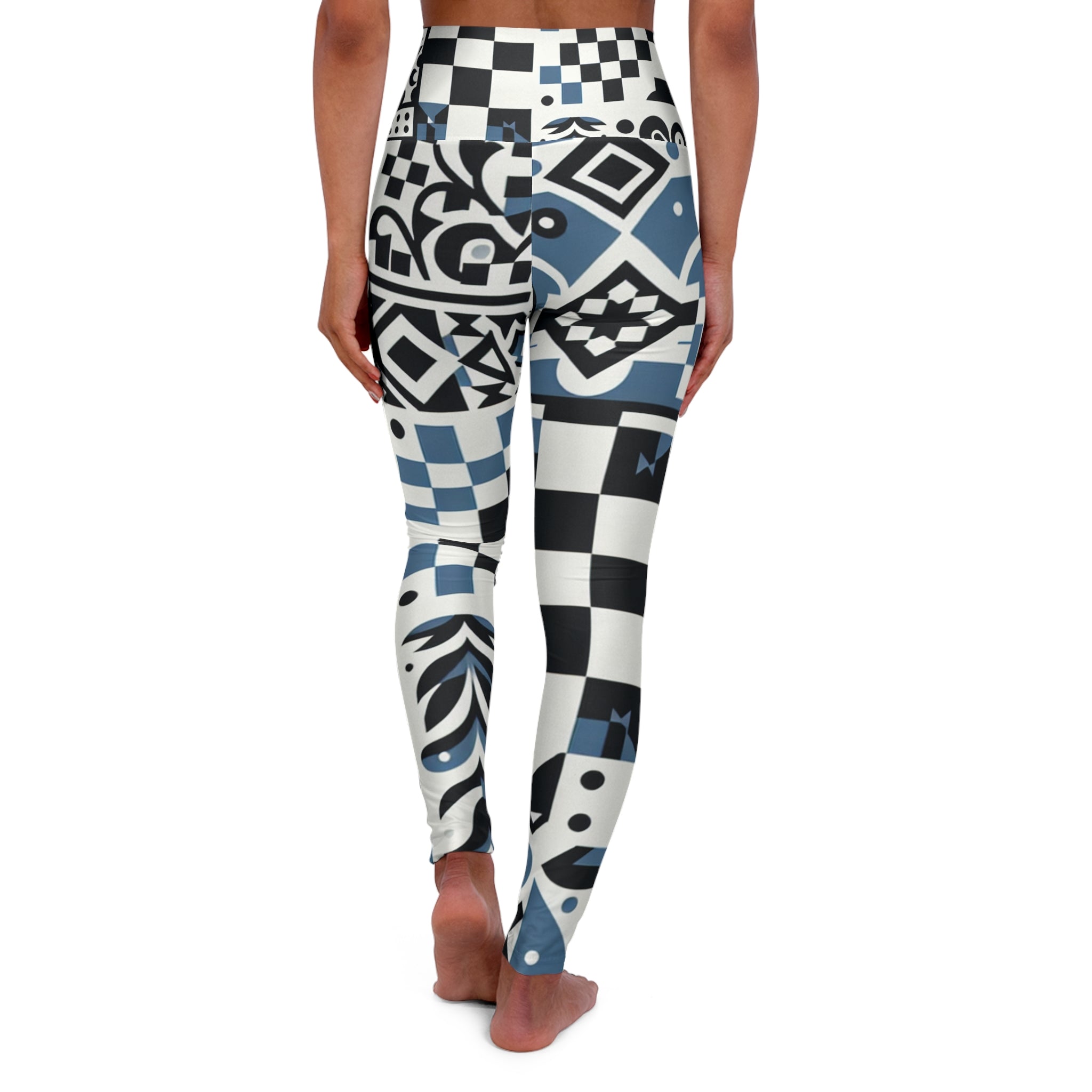 Lorelei Beaumont High-Waisted Leggings – Striking Checkerboard & Block Print Design