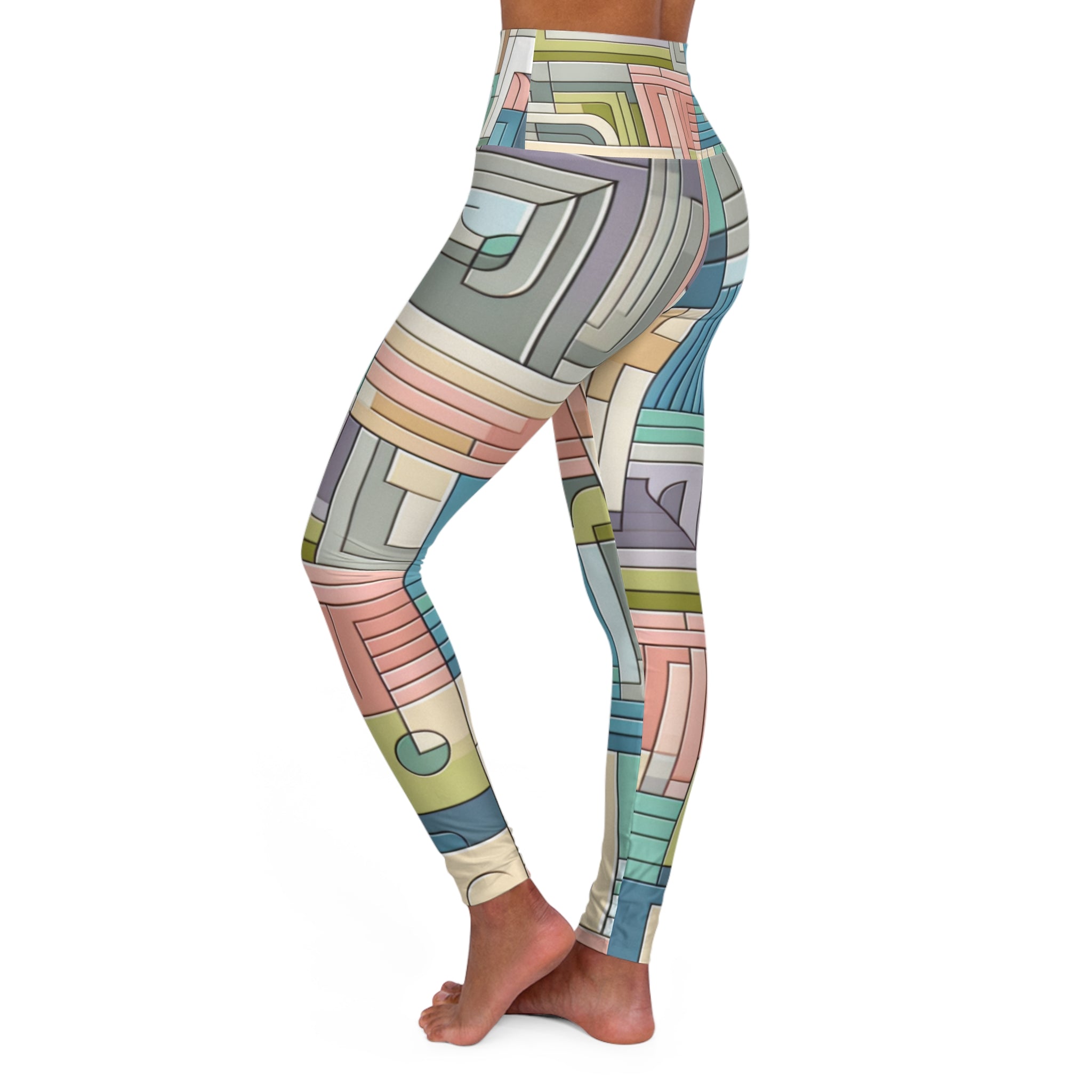 Envision Pastel Leggings - Modern Geometric Design in Soft Hues for Fashion-Forward Style