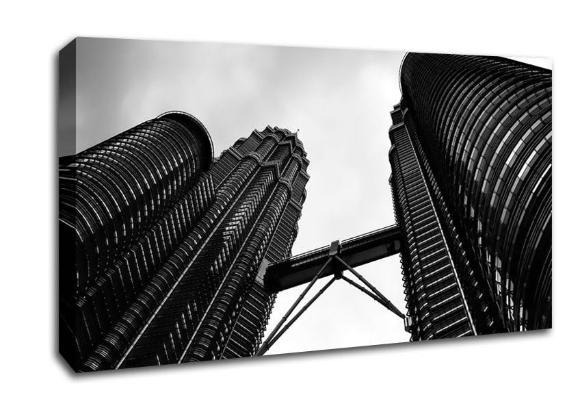 Petronas Towers Kuala Lumpur B n W Canvas Wall Art
