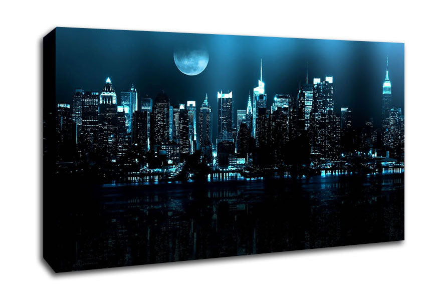 New York City Blue Moon Nights Canvas Wall Art