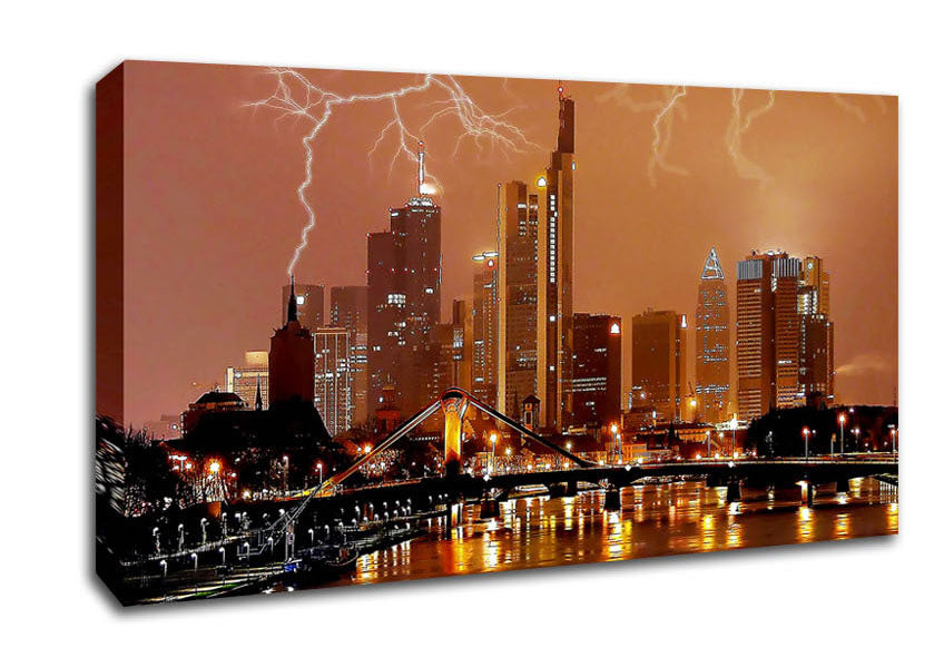 City Lightning Bolts Canvas Wall Art