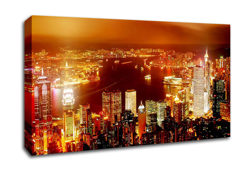 Hong Kong Harbour Nights Canvas Wall Art