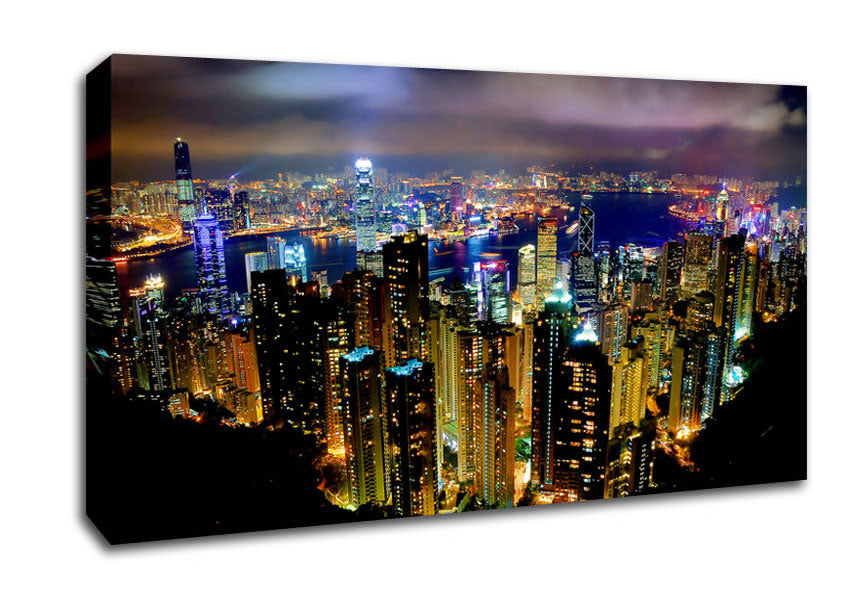 Hong Kong Night Light Canvas Wall Art