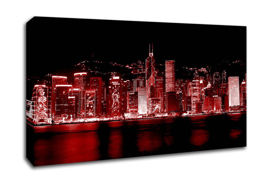 Hong Kong Waters Red Canvas Wall Art
