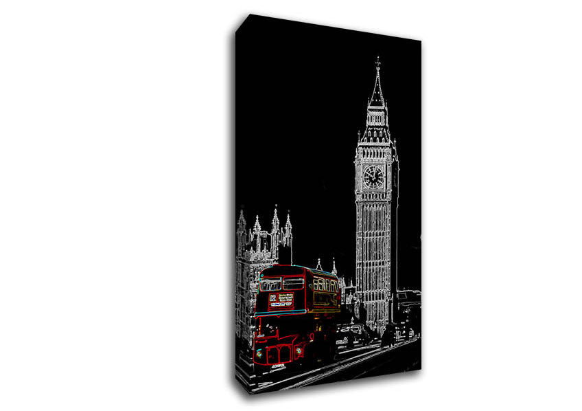 London Big Ben Red Bus Canvas Wall Art
