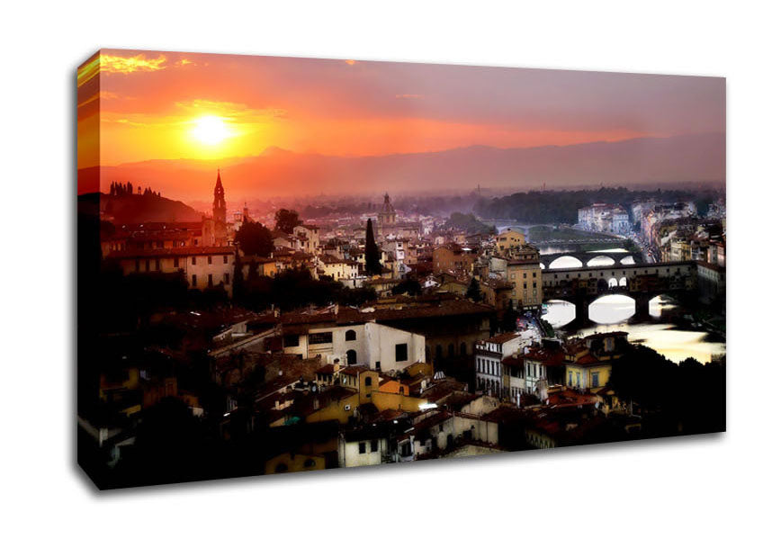 Italian Sunset Town Canvas Wall Art