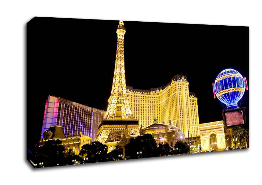 Las Vegas Golden Eiffel Tower Canvas Wall Art