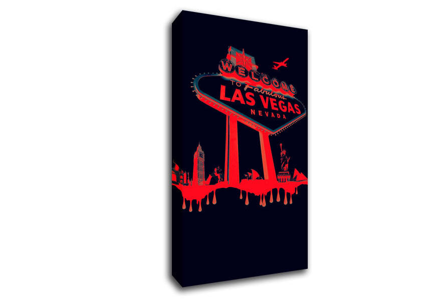 Las Vegas Sign Red Black Canvas Wall Art