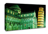 Leaning Tower Of Pisa Green Hue Canvas Wall Art
