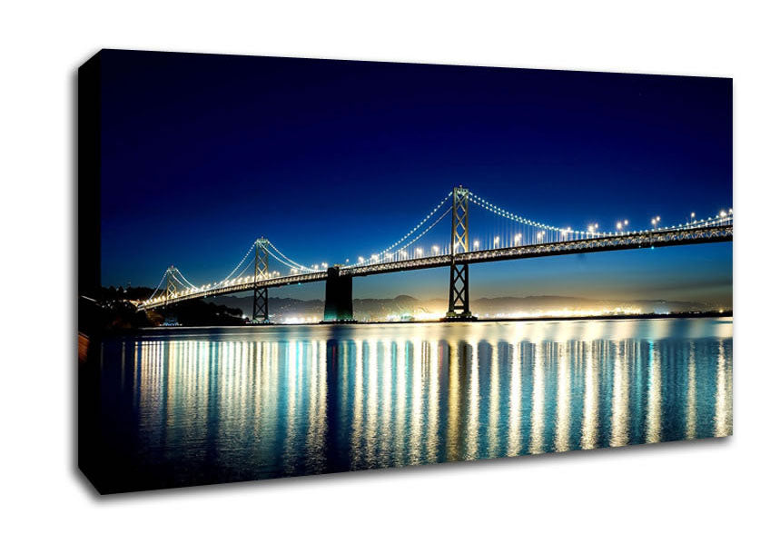 Lights Of The Night Bridge Canvas Wall Art