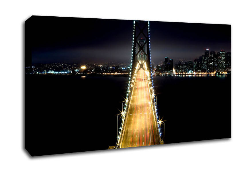 Lights on Bay Bridge Canvas Wall Art