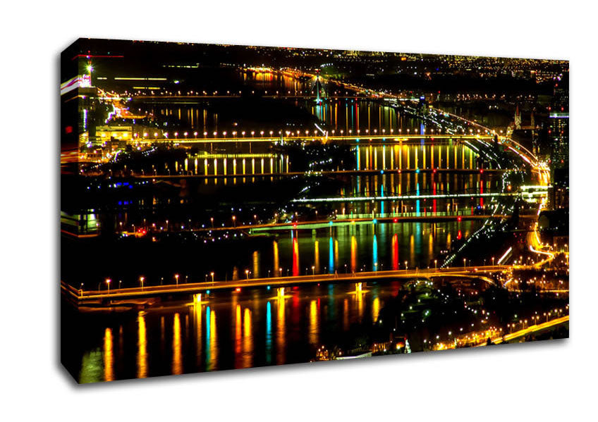 Lights At Danube Vienna Canvas Wall Art