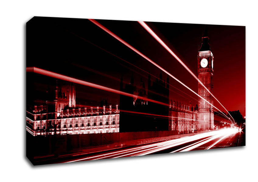 London Big Ben City Lights Red Canvas Wall Art