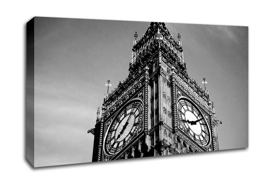 London Big Ben Close-Up B n W Canvas Wall Art