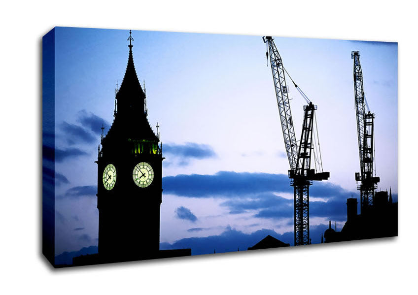 London Big Ben Lilac Night Skys Canvas Wall Art