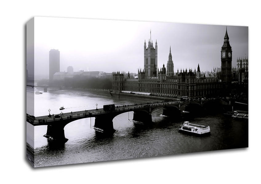 London Black And White Canvas Wall Art