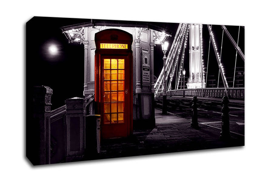 London Bridge Telephone Box Red B n W Canvas Wall Art