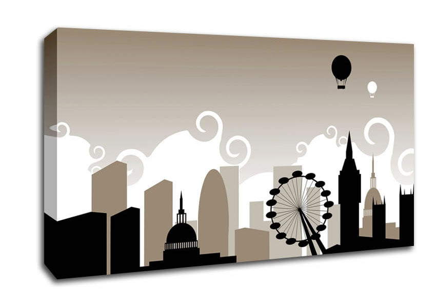 London City Outline Beige Canvas Wall Art