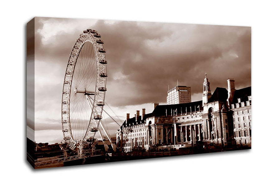 London Eye Brown Canvas Wall Art