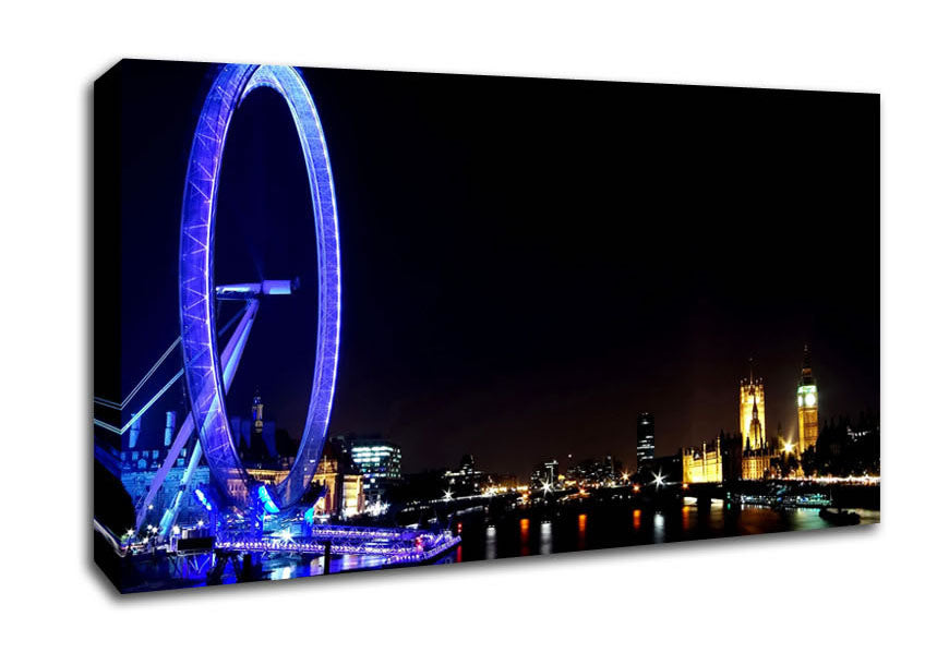 London Eye Blue Uk Canvas Wall Art