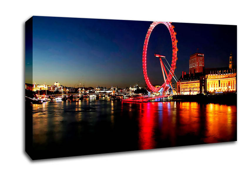 London Eye Red Reflections Canvas Wall Art