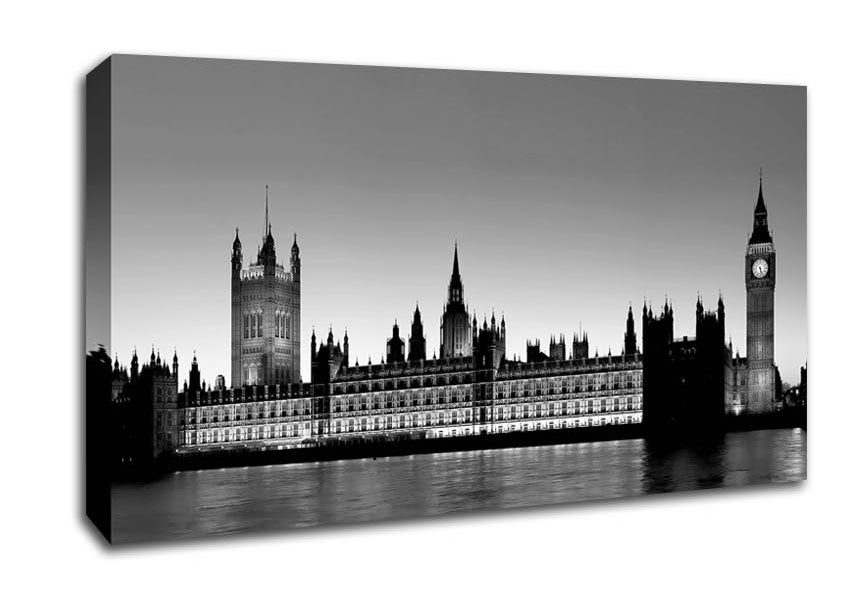 London Houses Of Parliament B n W Canvas Wall Art