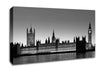 London Houses Of Parliament On The Thames B n W Canvas Wall Art