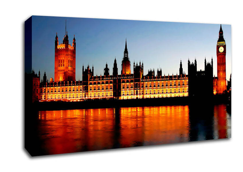 London Houses Of Parliament Reflections Canvas Wall Art