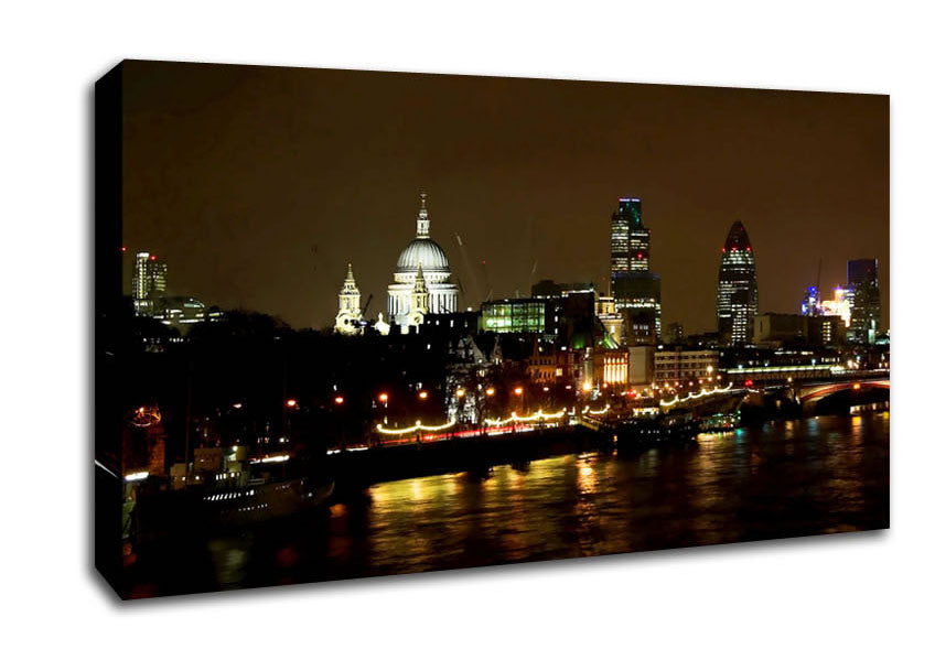 London St Pauls At Night Canvas Wall Art