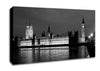 London Thames Houses Of Parliament B n W Night Canvas Wall Art