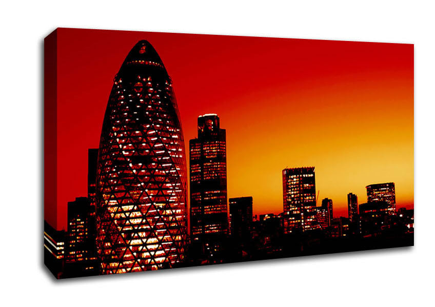 London The Gherkin Orange City Canvas Wall Art