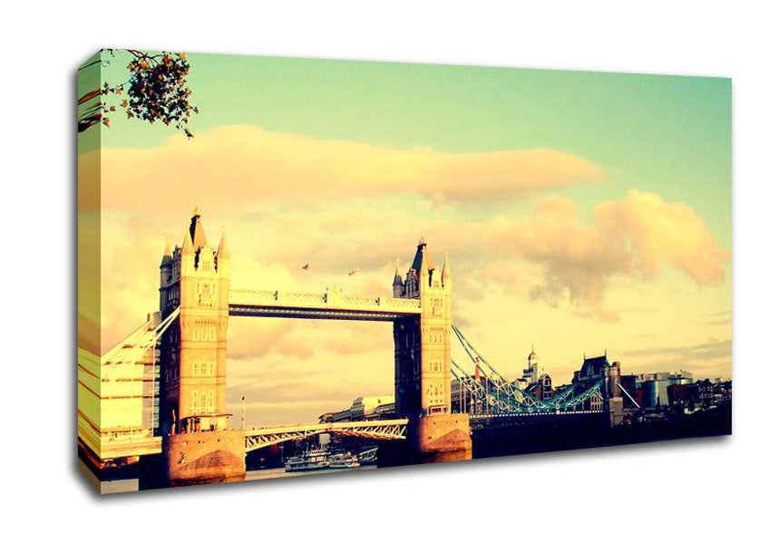 London Tower Bridge Retro Canvas Wall Art