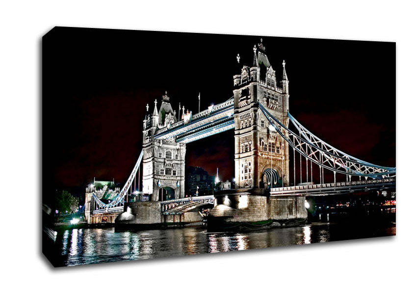 London Tower Bridge Night Lights Canvas Wall Art