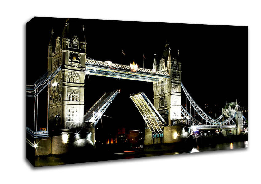 London Tower Bridge Night Opening Canvas Wall Art