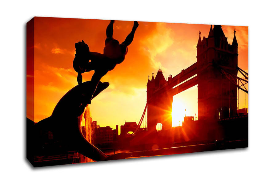 London Tower Bridge Statue Canvas Wall Art